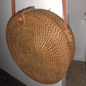 BRAND NEW Round Balinese Straw Woven Rattan bag